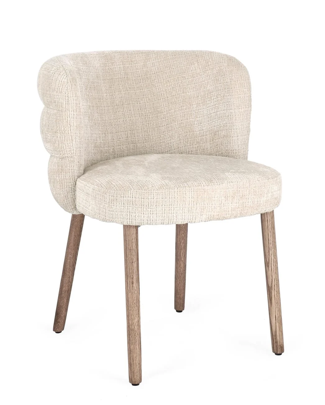 Esszimmerstuhl Ilma aus Stoff, modernes Design, gepolstert, Beige, Gestell in Natur - Bizzotto