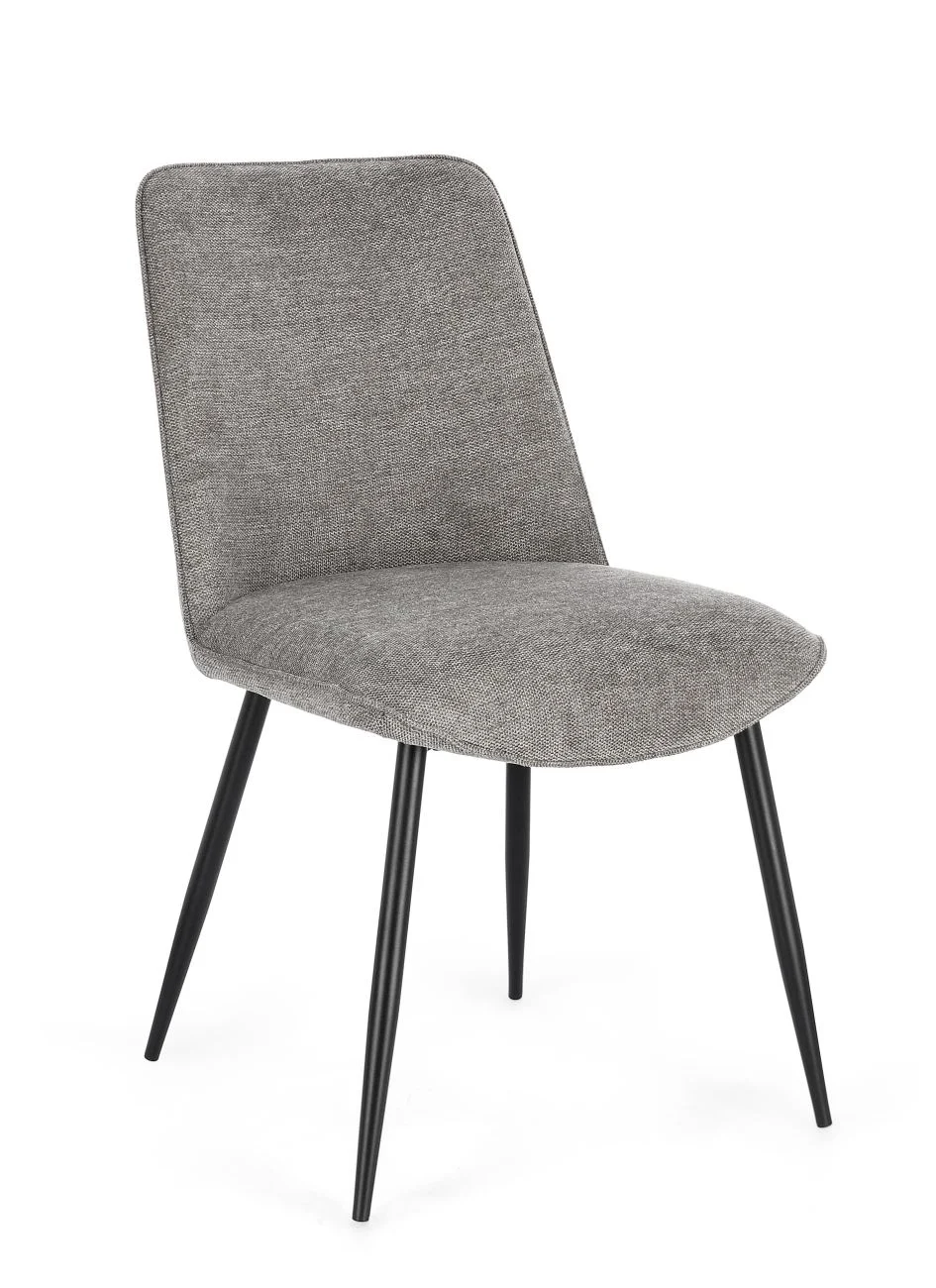 Esszimmerstuhl Cora 4er-Set aus Stoff, modern gepolstert, dunkelgrau mit schwarzem Gestell