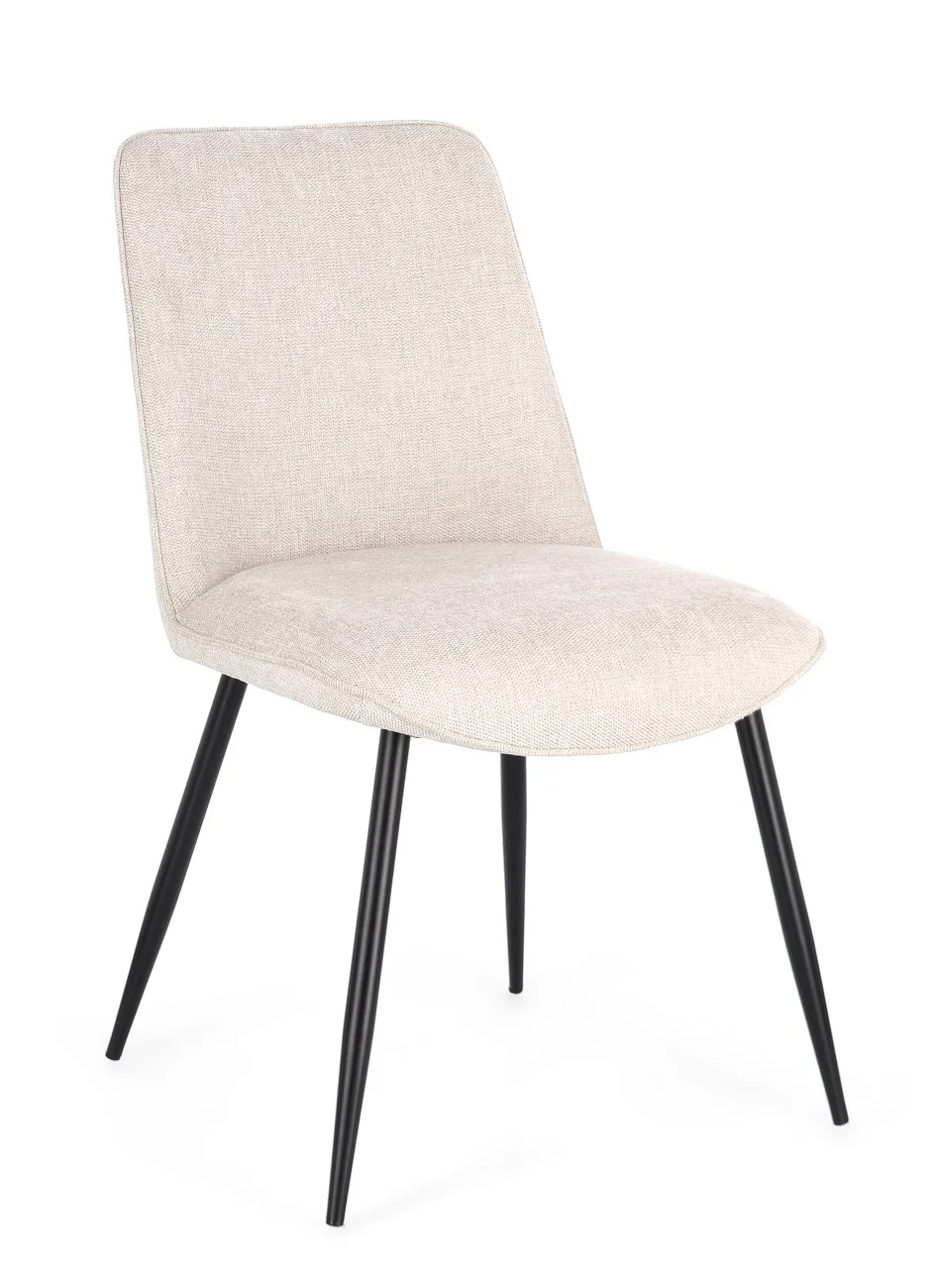 Esszimmerstuhl Cora 4er-Set aus Stoff, modernes Design, beige und schwarz, gepolstert, Bizzotto