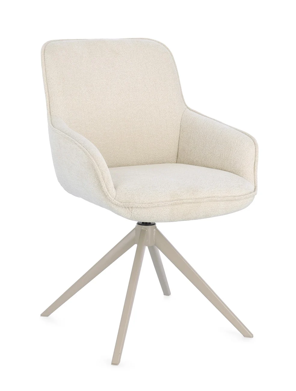Esszimmerstuhl Matilda mit Armlehne, Stoffbezug modern drehbar, beige Moon, gepolstert, Metallgestell - Bizzotto