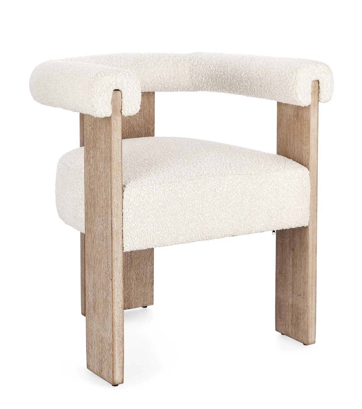 Esszimmerstuhl Agape Boucle, skandinavisches Design mit Armlehne, Natur, gepolstert - Bizzotto