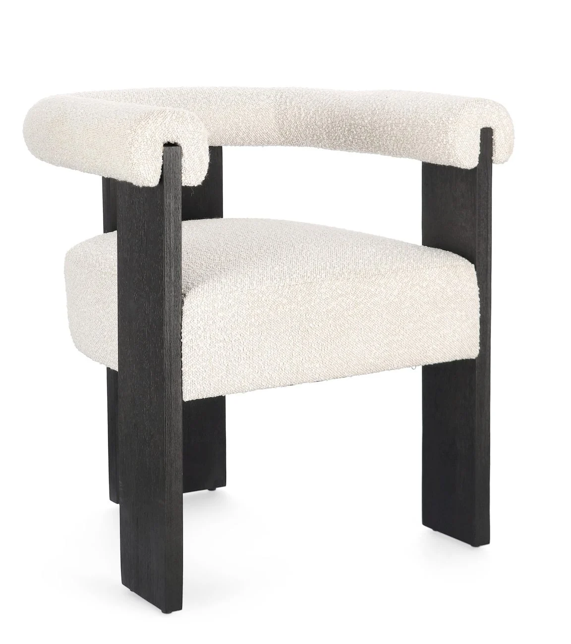 Esszimmerstuhl Agape Bouclé, modernes Design mit Armlehne, Natur Schwarz, gepolstert - Bizzotto