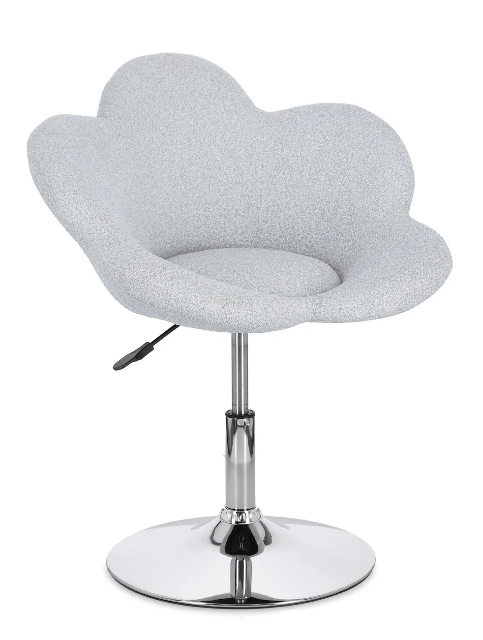 Esszimmerstuhl Fleur 2er-Set, Stoff gepolstert auf Chromgestell, modern, hellgrau, höhenverstellbar