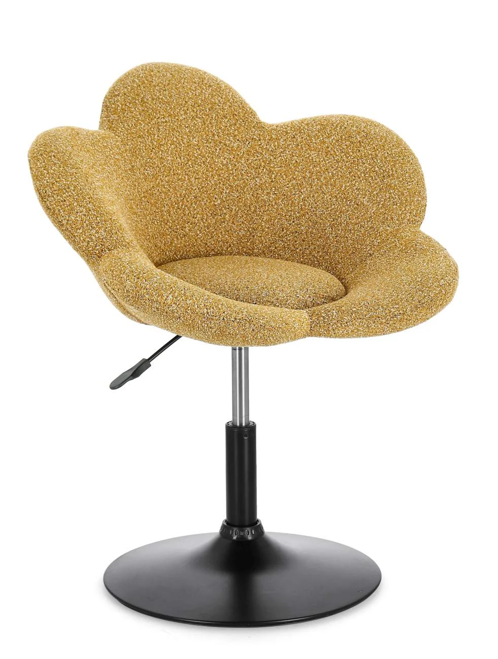 Esszimmerstuhl Fleur 2er-Set, Stoff gepolstert, modernes Design, höhenverstellbar, Schwarz Senf