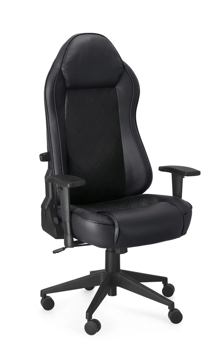 Bürostuhl Tyson Kunstleder mit Armlehne, modern und ergonomisch, schwarz, höhenverstellbar - Bizzotto