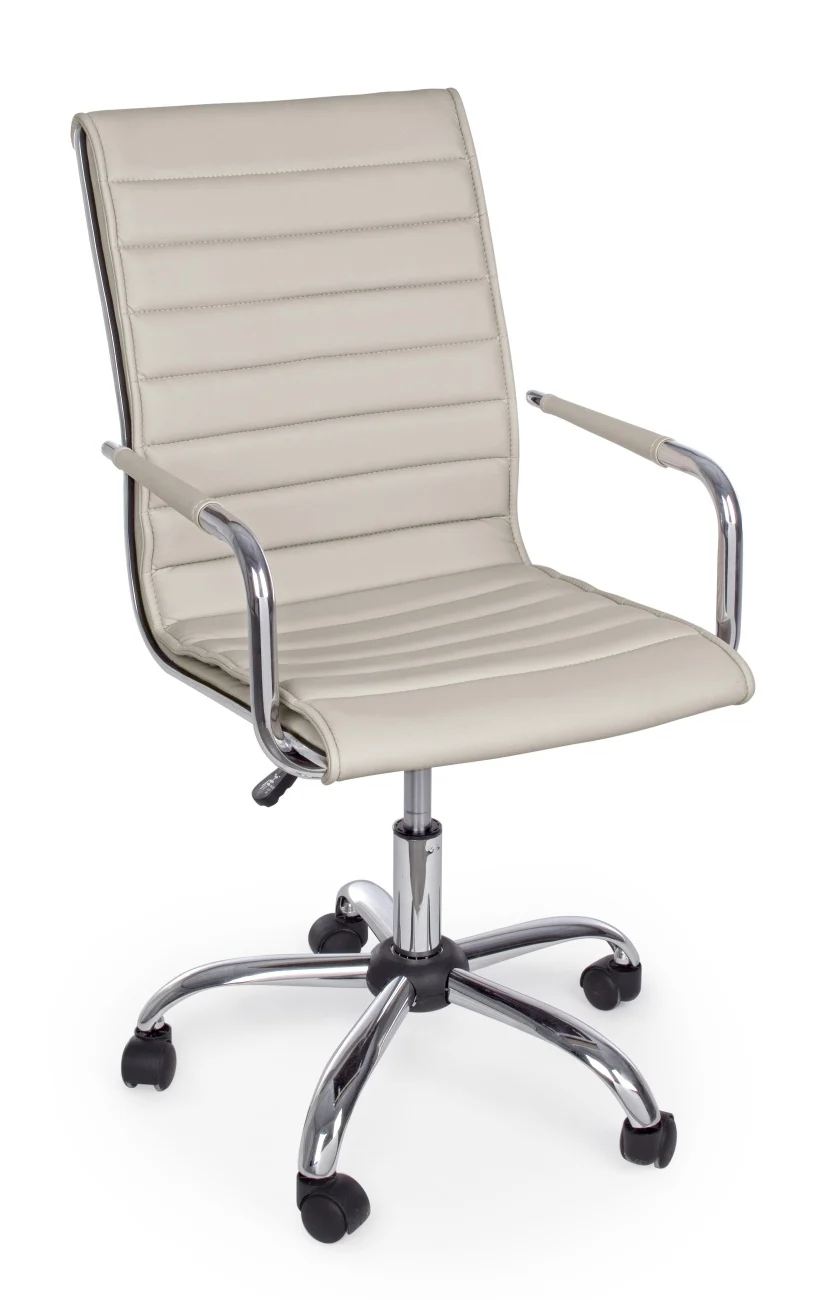 Bürostuhl Perth aus Kunstleder, modern und höhenverstellbar, taupe, mit Rollen und Armlehnen - Bizzotto