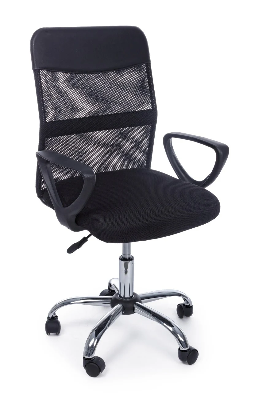 Bürostuhl Nairobi mit Armlehne, Stoff Netzgewebe, modern und höhenverstellbar, schwarz - Bizzotto