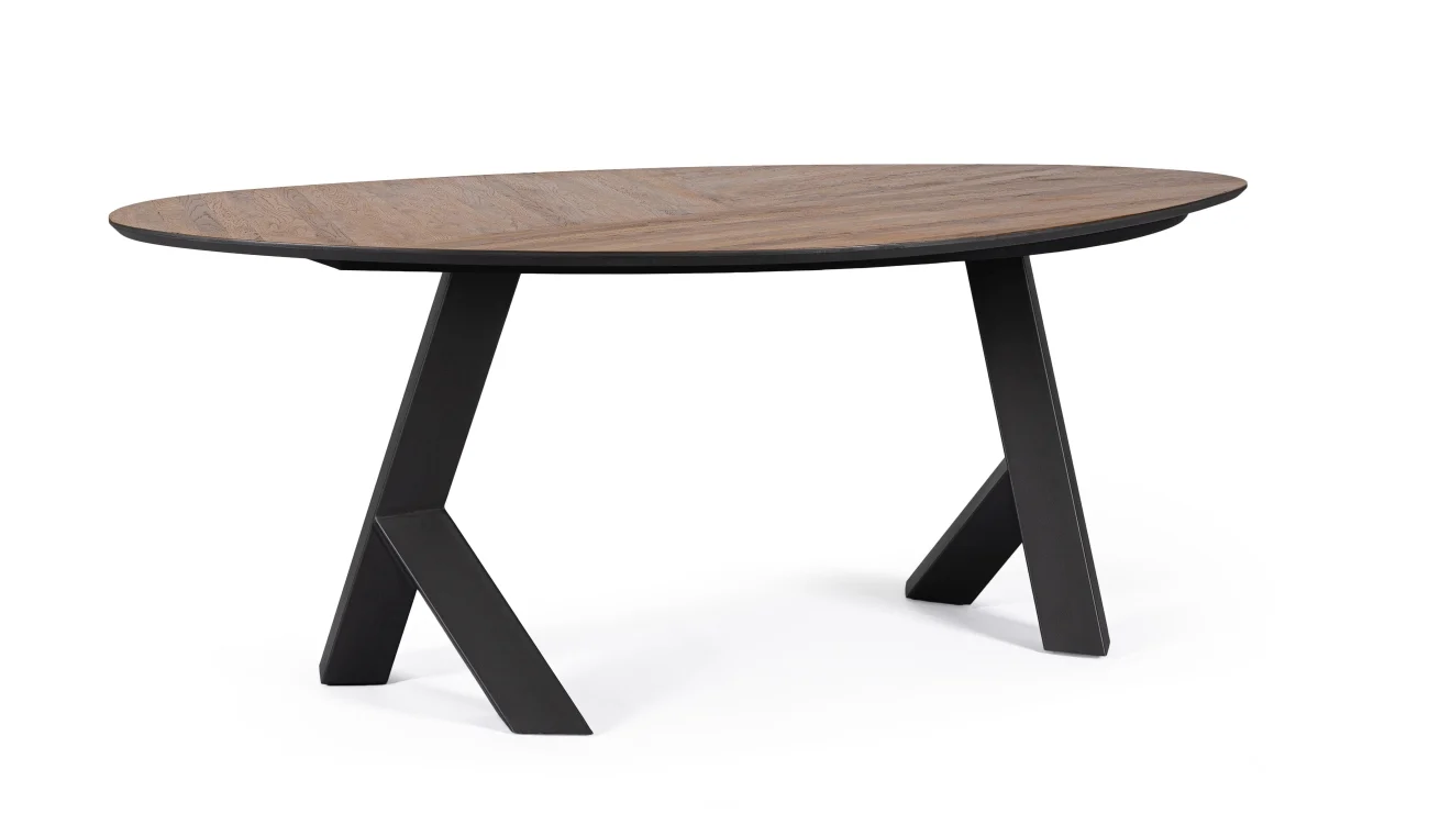 Esstisch Garwood aus MDF und Eichenfurnier, modern oval, natur, für 6–8 Personen - Bizzotto