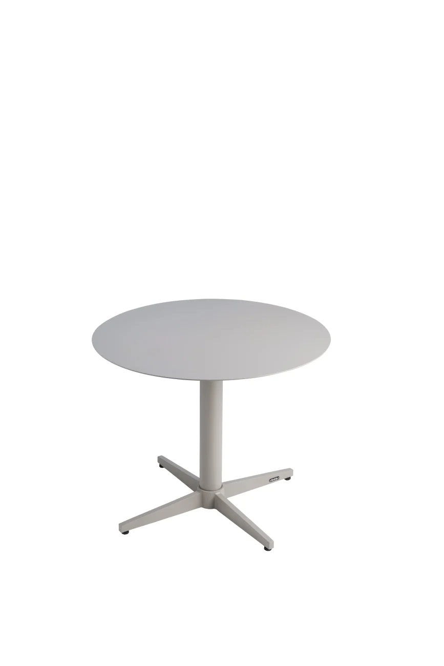 Gartencouchtisch Mill von Brafab aus Aluminium, modern rund, hellgrau, Ø 60 cm