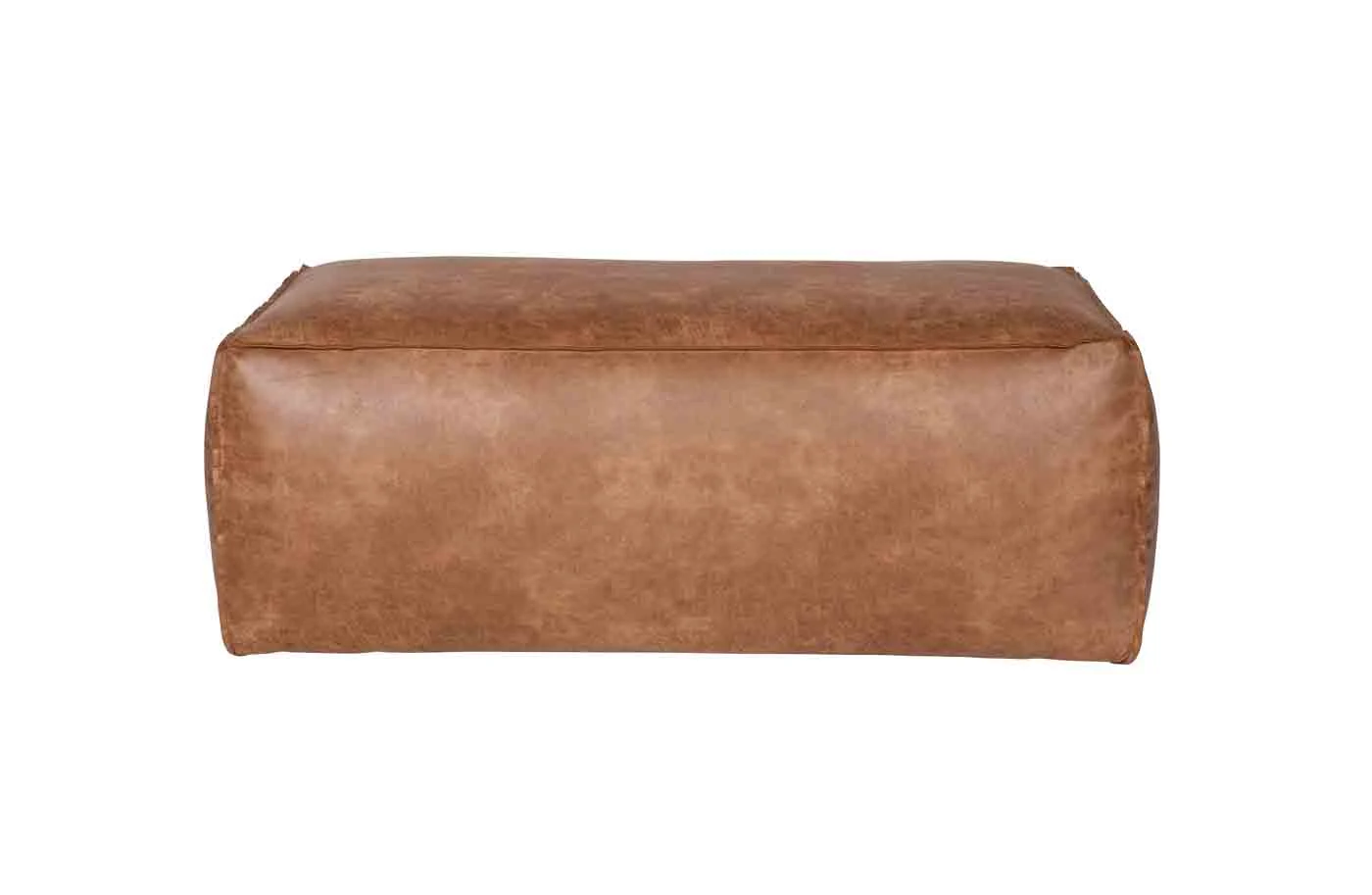 Pouf Rodeo Lederoptik, rechteckig gepolstert, moderner Stil, Cognac, komfortabel für Dein Zuhause - Woood