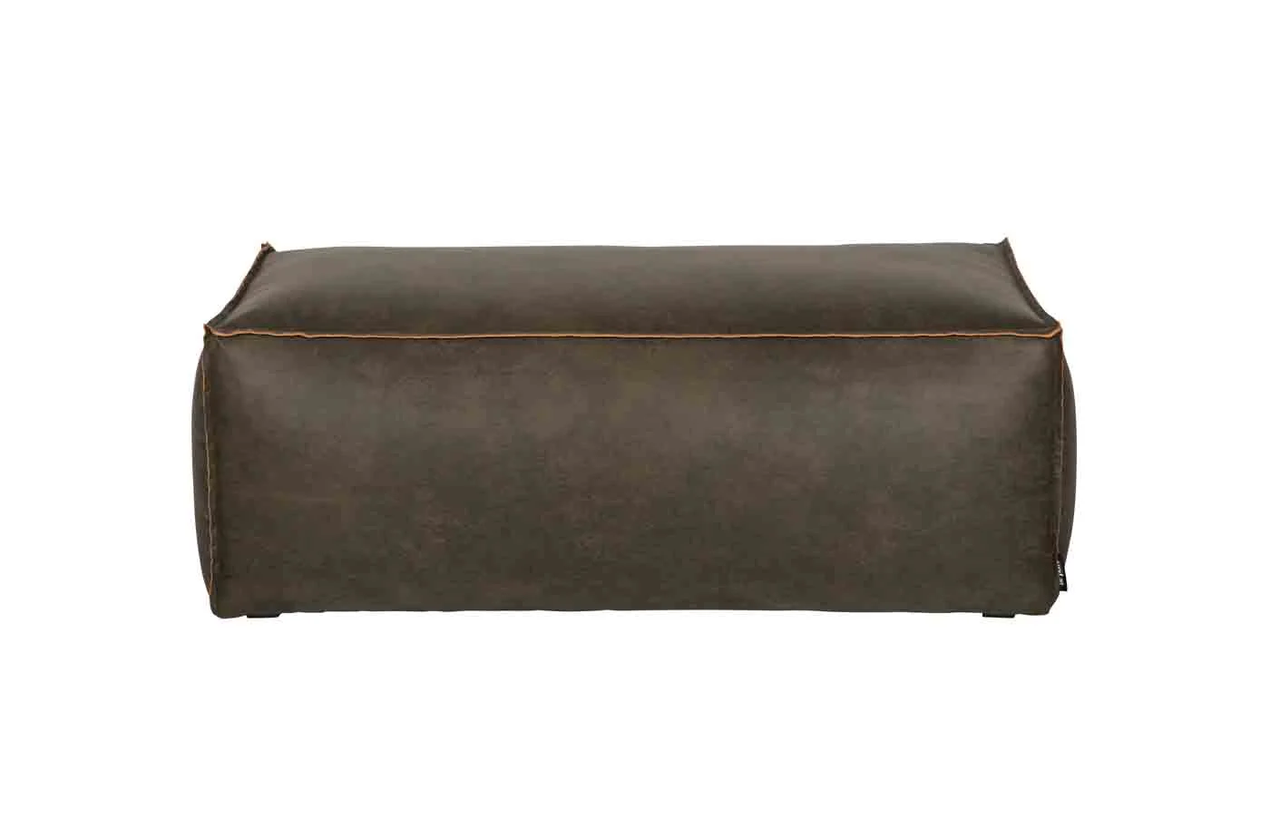 Pouf Rodeo Lederoptik, modernes Design, rechteckig, grün Army, gepolstert, Indoor - Woood