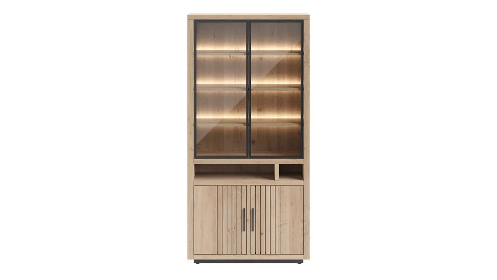 Henders & Hazel Pavie Buffet mit LED Eiche Furnier/Metallgestell 100x215 cm