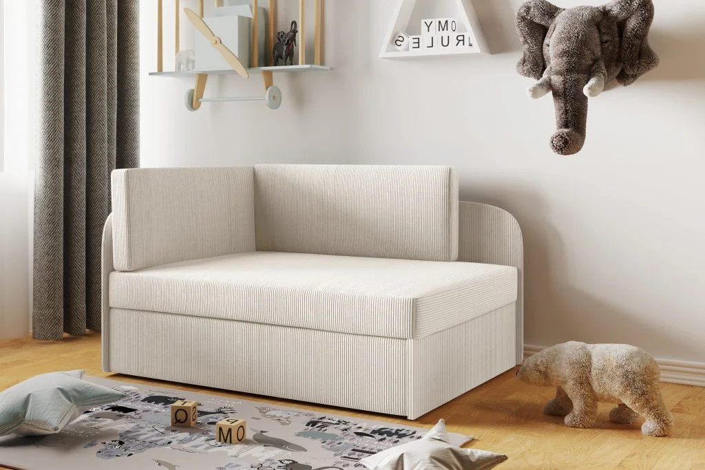 Kinderbett Kindersofa mit Schlaffunktion und Bettkasten Betty wachsendes Bett Links/Rechts - Jugendbett