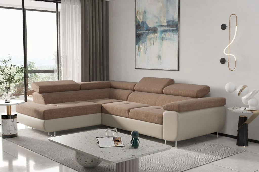 Ecksofa mit Schlaffunktion und Bettkasten Eckcouch RUDEN verschiedene Farben