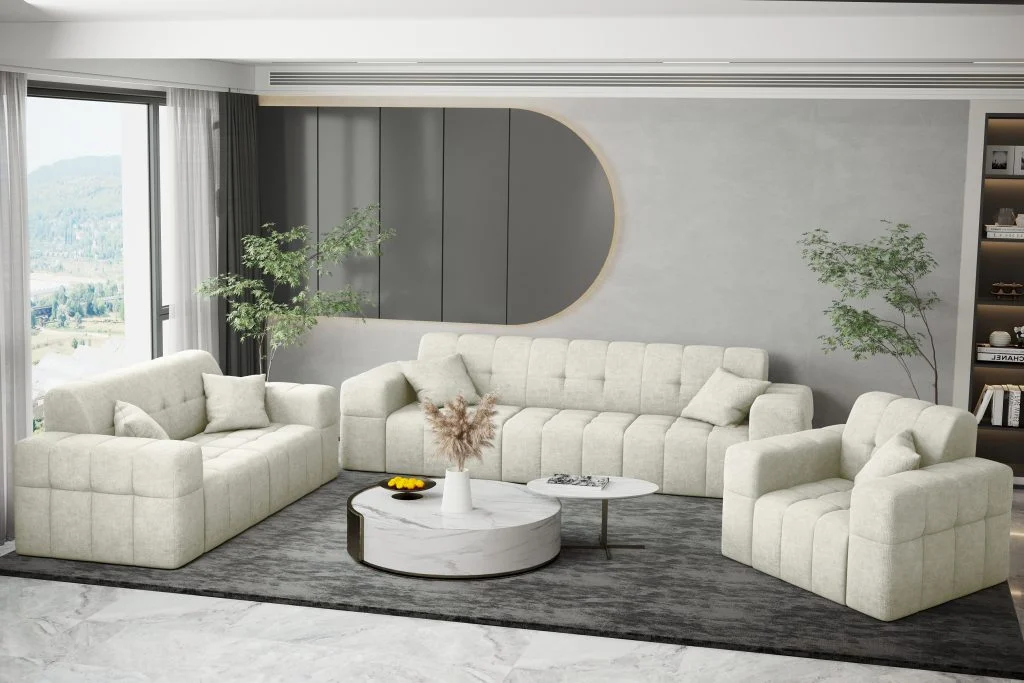 Sofagarnitur 3+2+1 Wohnlandschaft serie NIMES stilvol viele farben Stoff Perfect Harmony - Sofagarnituren 3+2+1
