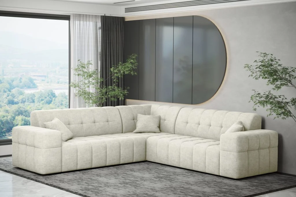 Ecksofa Corner Eckouch Wohnzimmer NIMES stilvol viele farben Stoff Perfect Harmony - Universalsofa