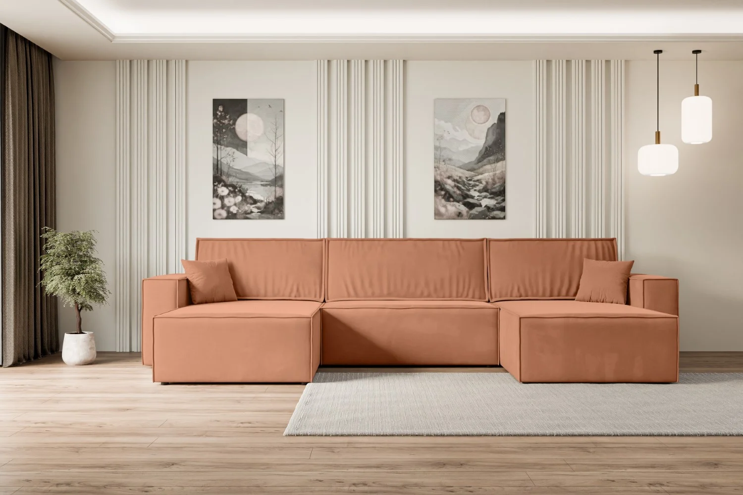 Wohnlandschaft CELTIC-XLU Apricot - Kronos 41
