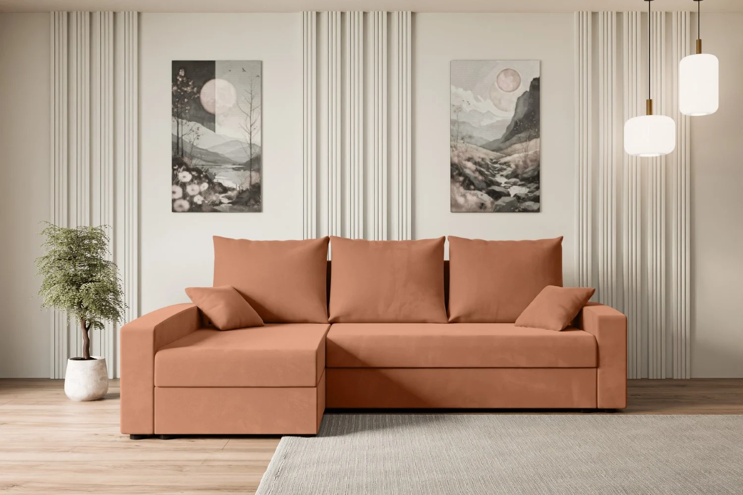 Ecksofa ALESIA-L Apricot - Kronos 41