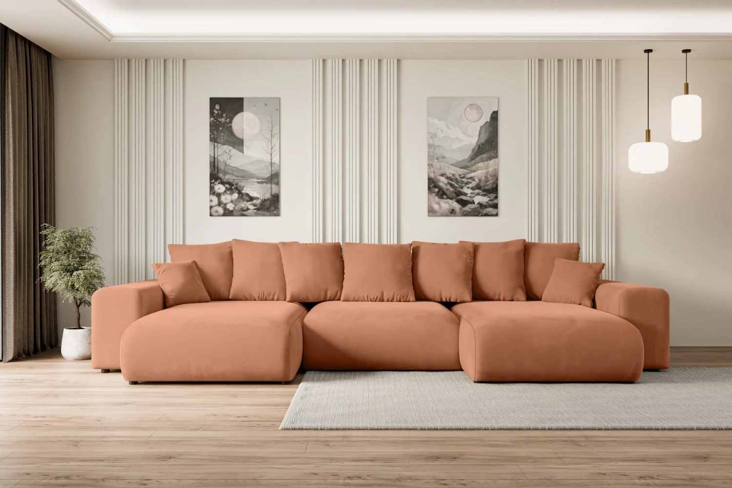 Wohnlandschaft ESKAR-U Apricot - Kronos 41