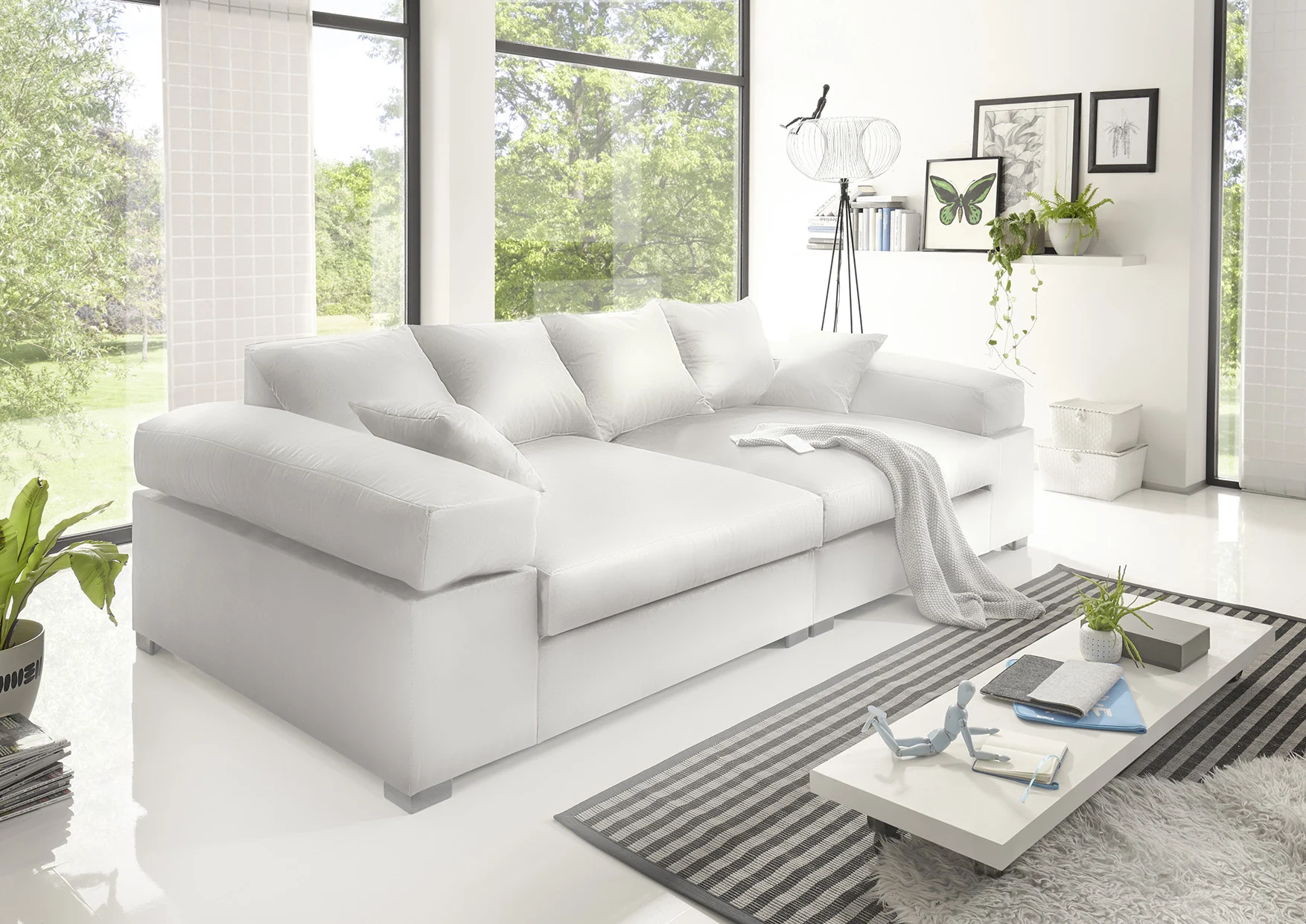Big Sofa Couchgarnitur Megasofa Riesensofa AREZZO - Kunstleder Weiss