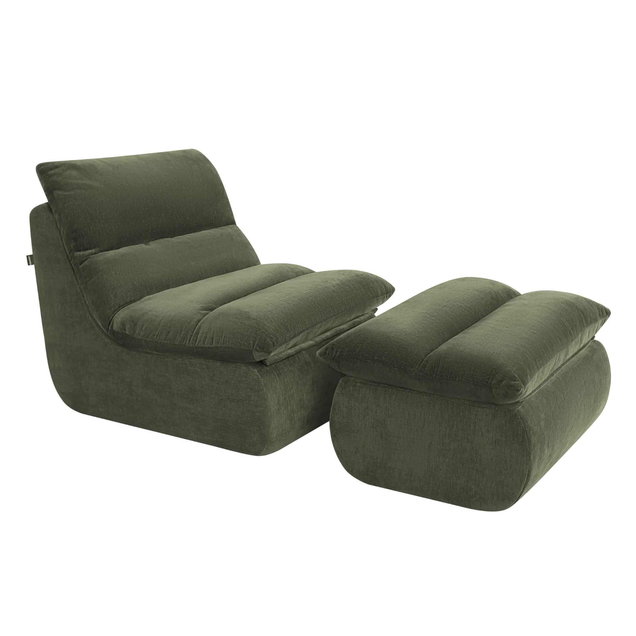 Sessel Marley mit Hocker Chenille Salbeigrün - Popsofa