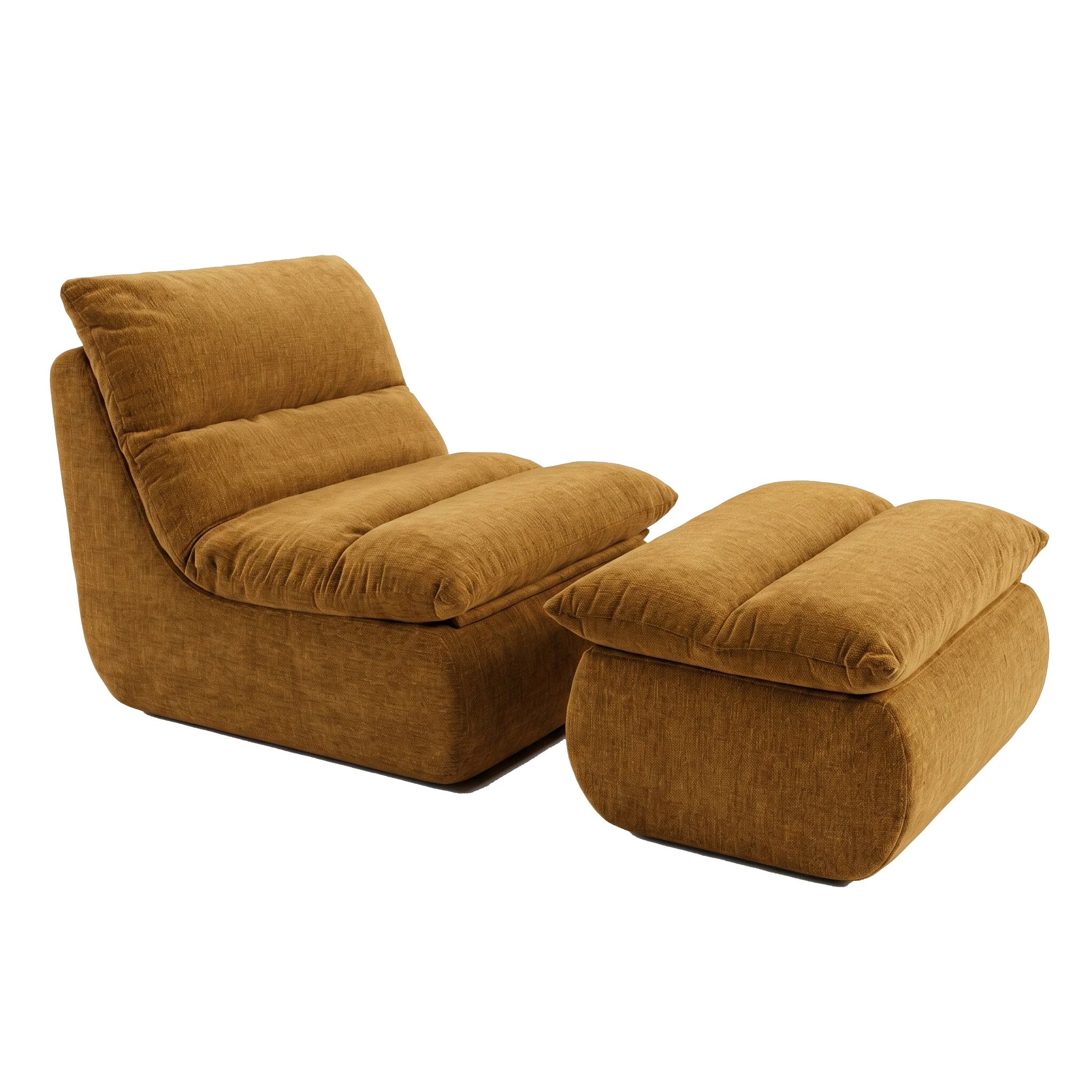 Sessel Marley mit Hocker Chenille Ockergelb - Popsofa