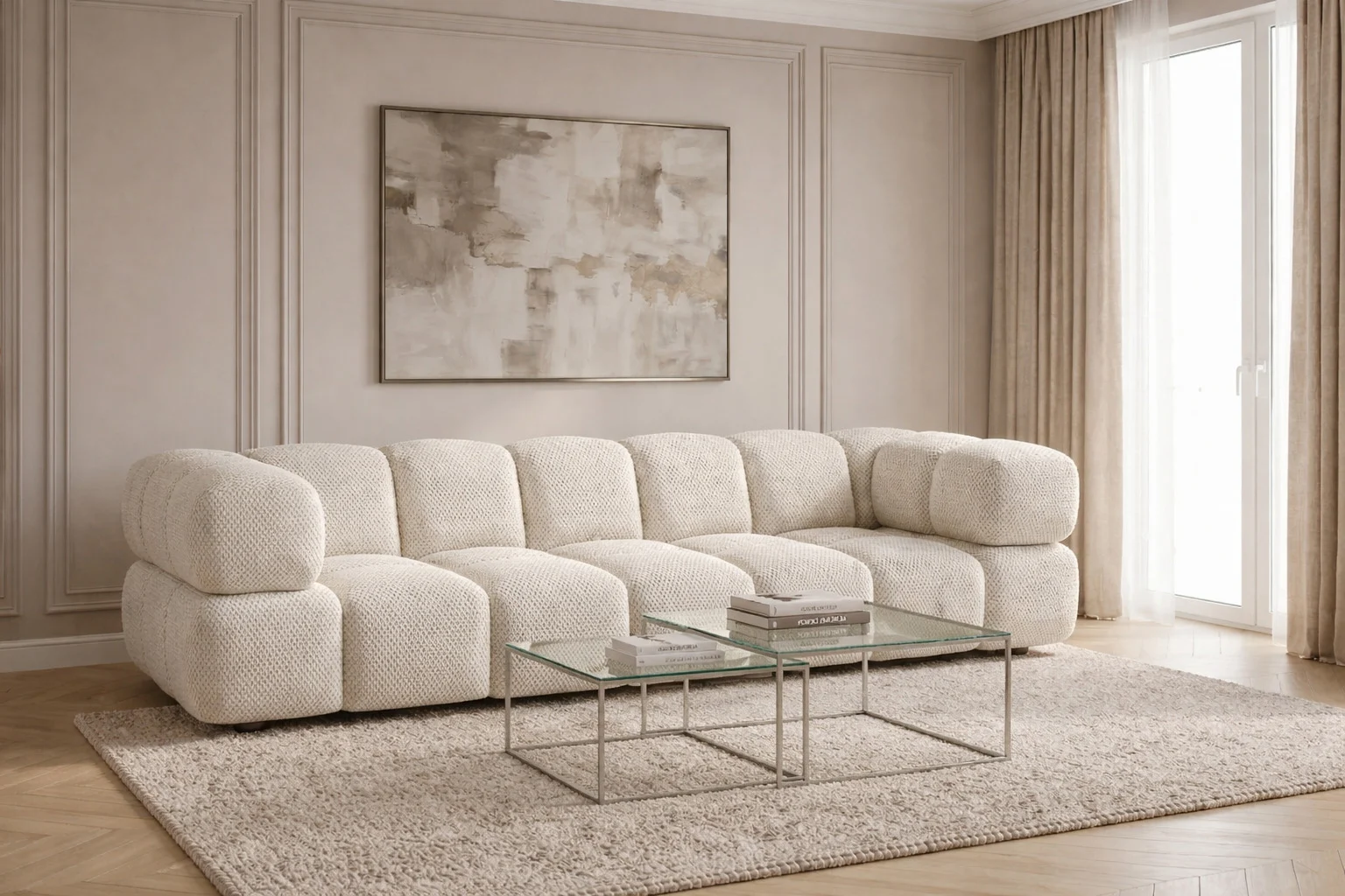 Sofa 4-Sitzer für Wohnzimmer, Stoff Sonic 3D, AVERRO