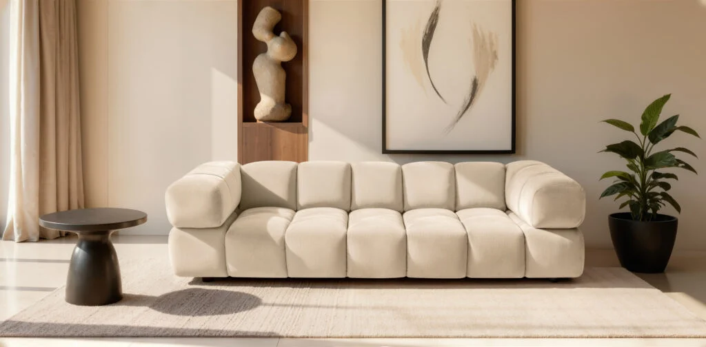 Sofa 4-Sitzer für Wohnzimmer, Samtstoff Bluvel, Averro