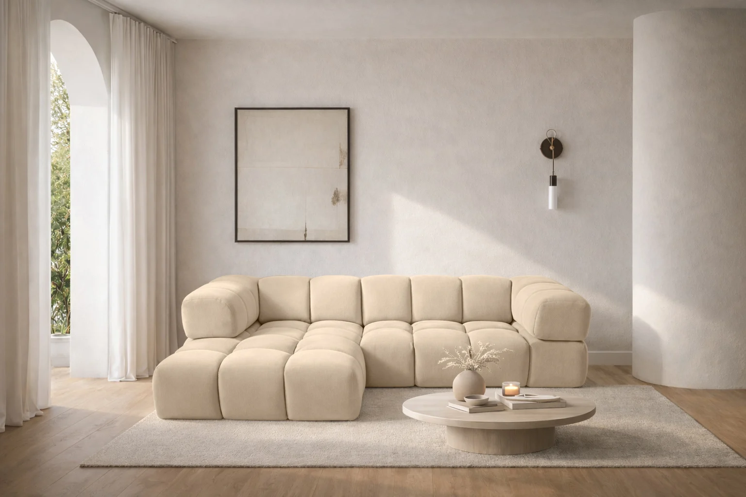 Ecksofa luxuriöses Velours-Sofa mit außergewöhnlichem Komfort im Stoff Bluvel modernes AVERRO