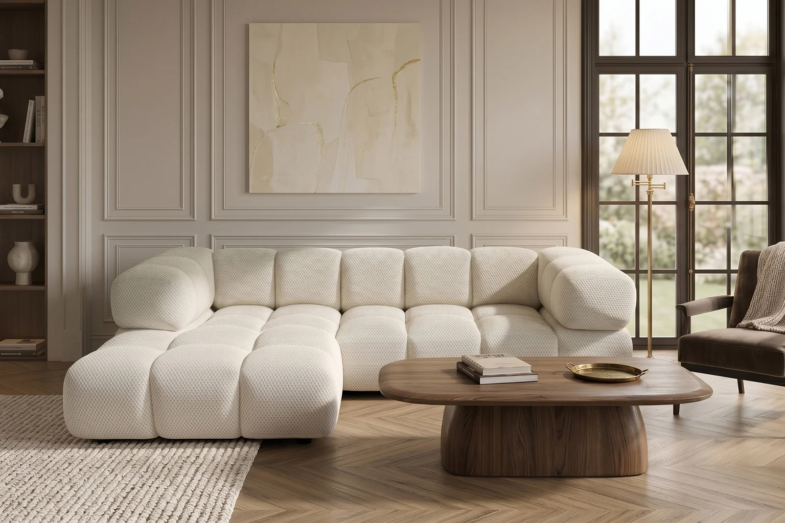 Ecksofa L-Form für Wohnzimmer, Stoff Sonic 3D, AVERRO