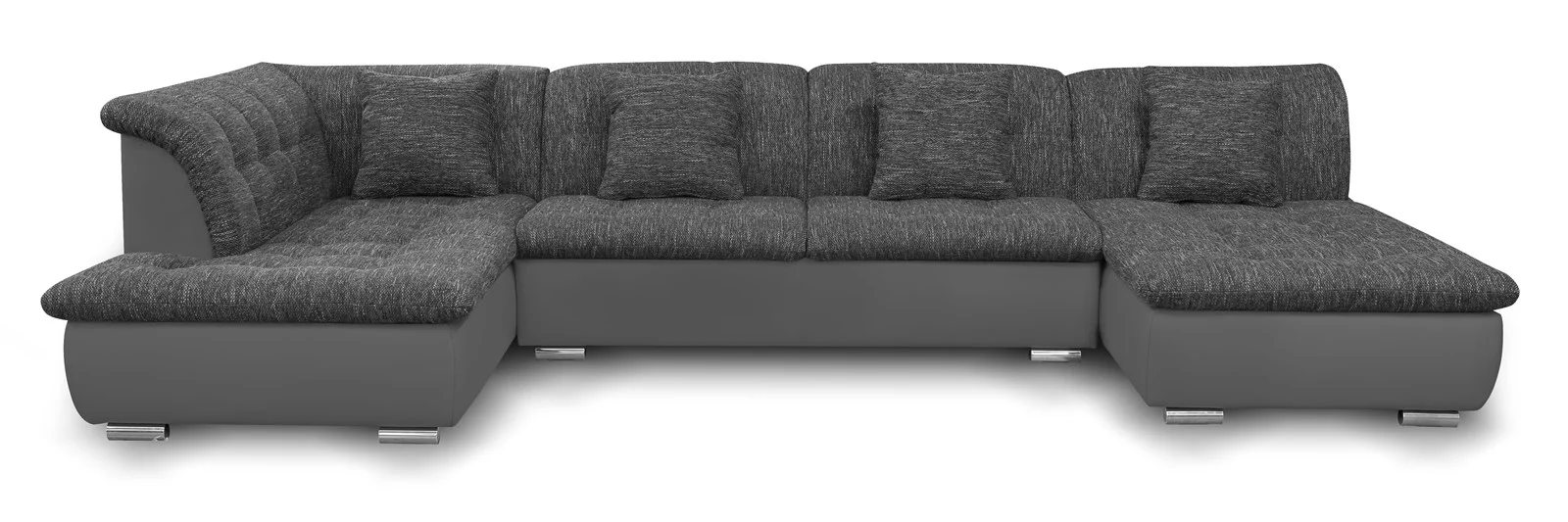Couchgarnitur NICOLE ohne Schlaffunktion Ottomane Rechts Grau/Schwarz - Fun Moebel
