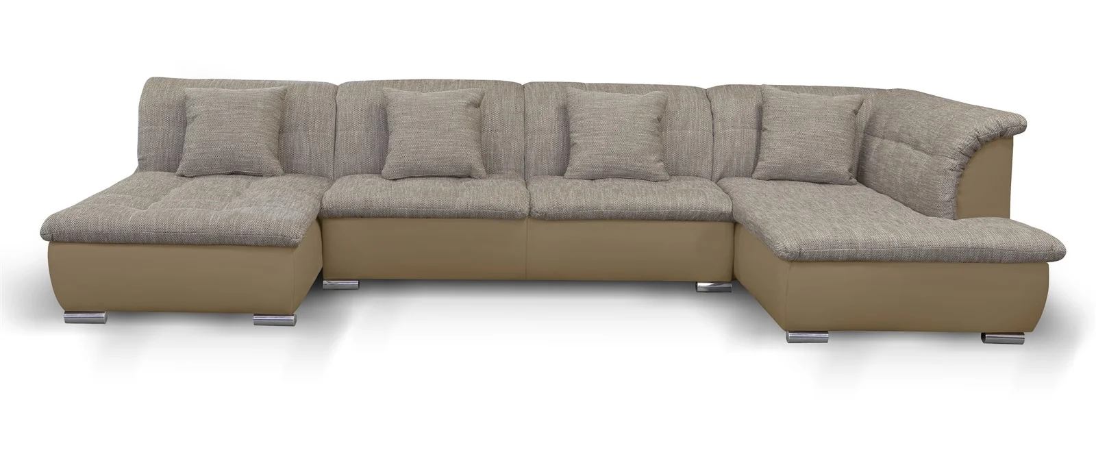 Couchgarnitur NICOLE mit Schlaffunktion Ottomane Links Sand/Cappuccino - Fun Moebel