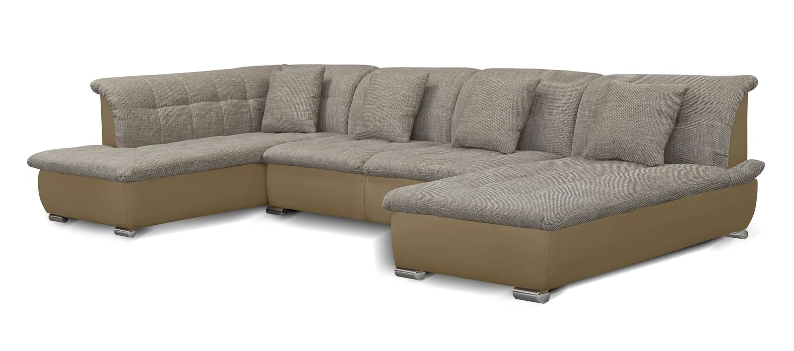 Couchgarnitur NICOLE ohne Schlaffunktion Ottomane Rechts Sand/Cappuccino - Fun Moebel