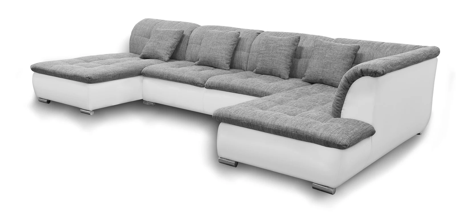 Couchgarnitur NICOLE ohne Schlaffunktion Ottomane Links Grau/Weiß - Fun Moebel