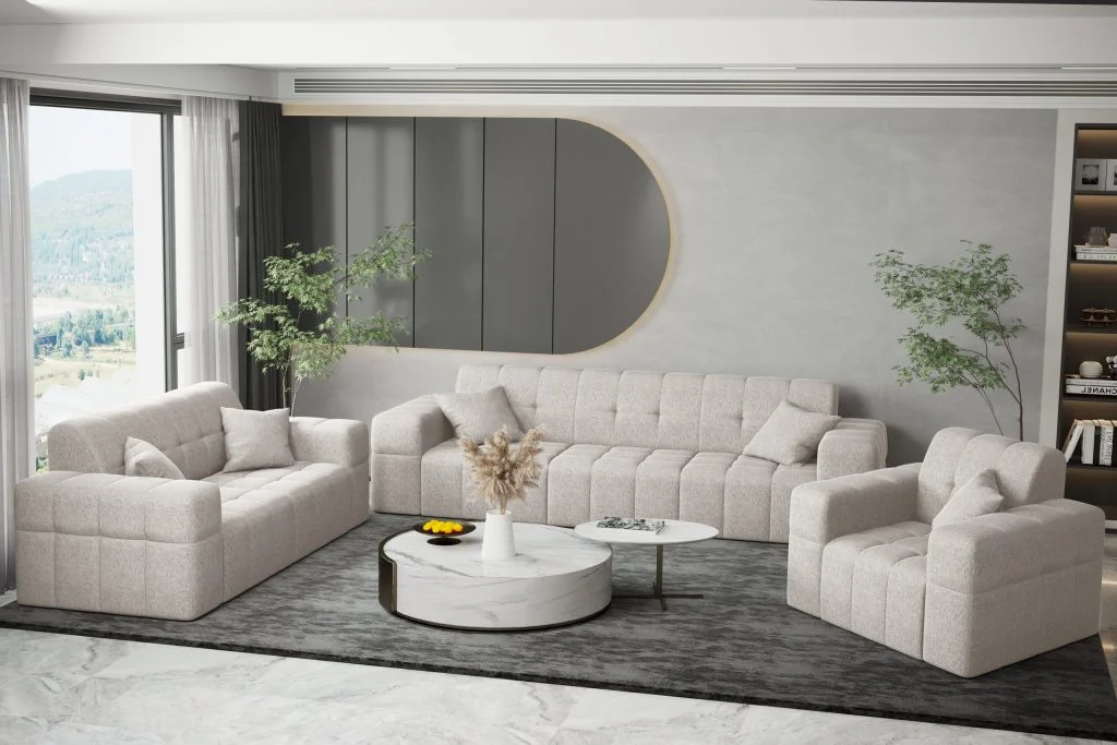Sofagarnitur 3+2+1 Wohnlandschaft serie NIMES stilvol viele farben Stoff VERITA - Sofagarnituren 3+2+1