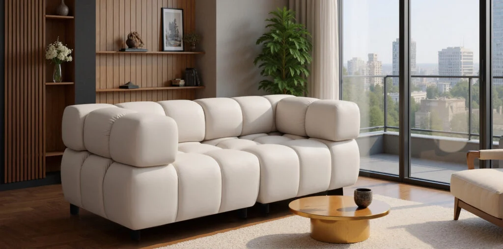 Sofa 3-Sitzer modern modular Premium aus Veloursstoff Bluvel, BOLLA