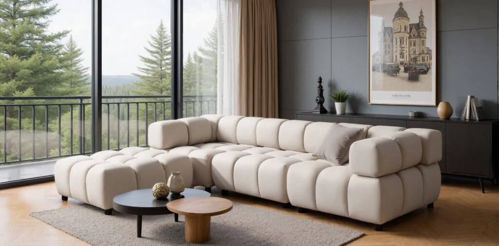 Ecksofa modernes, luxuriöses Samt-Designsofa im Stoff Bluvel BOLLA