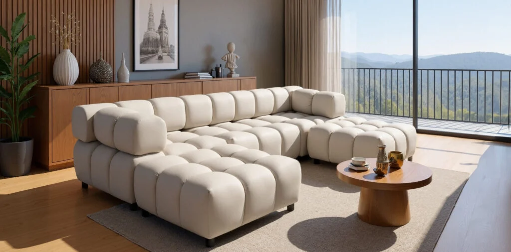 Ecksofa großes, luxuriöses Modulsofa in modernem Design im Stoff Bluvel BOLLA