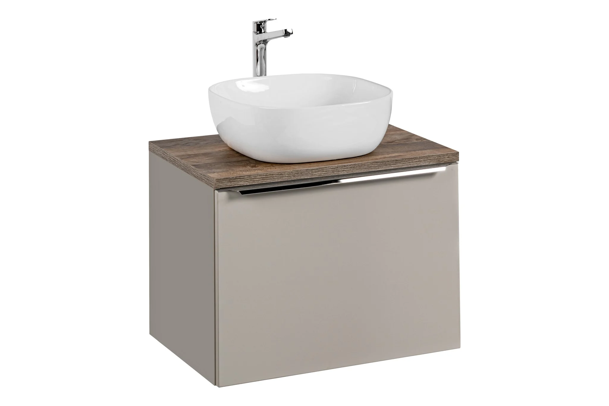 Waschtischunterschrank 60cm AKAN Taupe inkl. Waschtisch - Fun Moebel