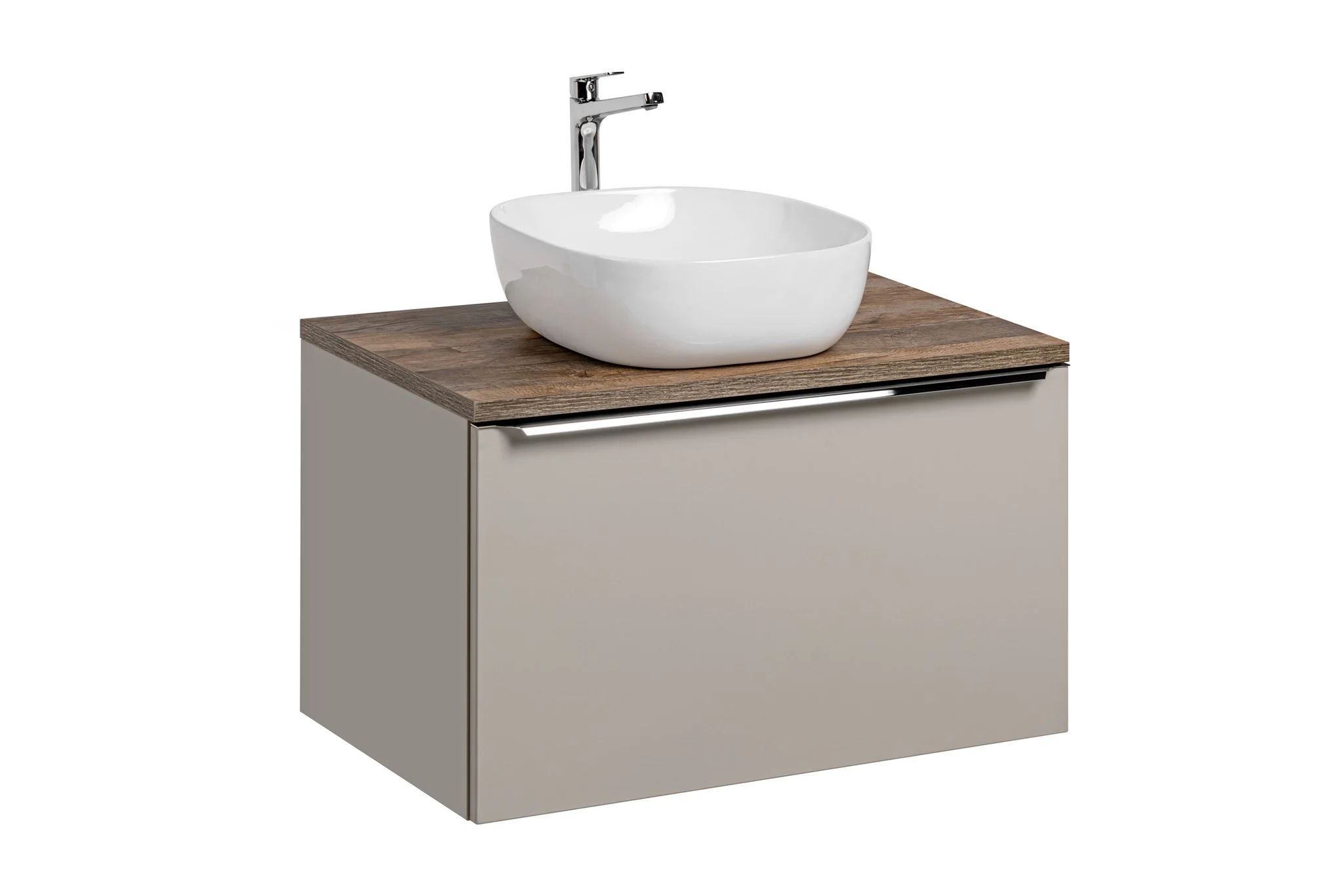 Waschtischunterschrank 80cm AKAN Taupe inkl. Waschtisch - Fun Moebel