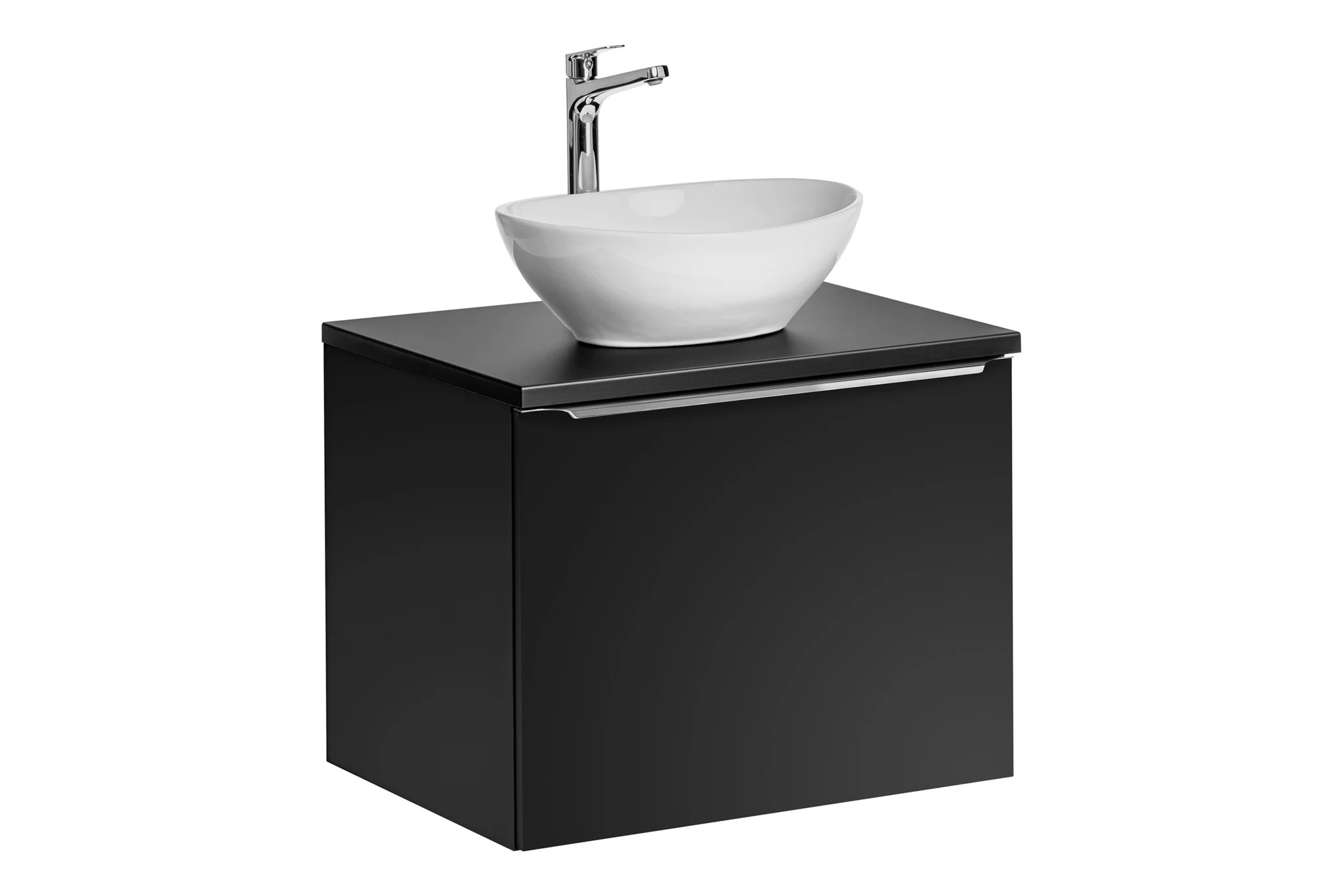 Waschtischunterschrank 60cm AKAN Schwarz matt Variante A inkl. Waschtisch - Fun Moebel