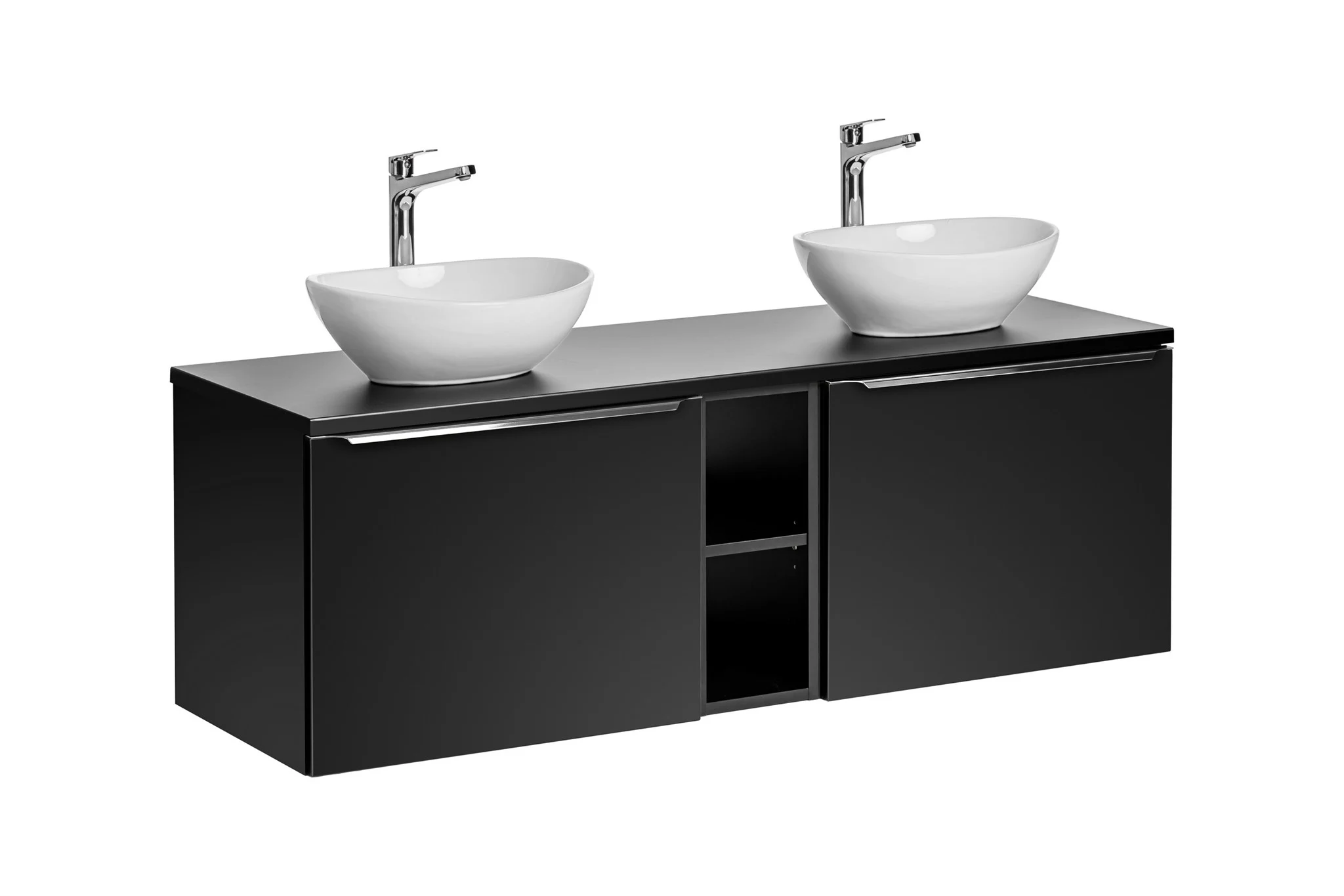 Waschtischunterschrank 5-tlg AKAN 140cm Schwarz matt Variante B inkl. Waschtisch