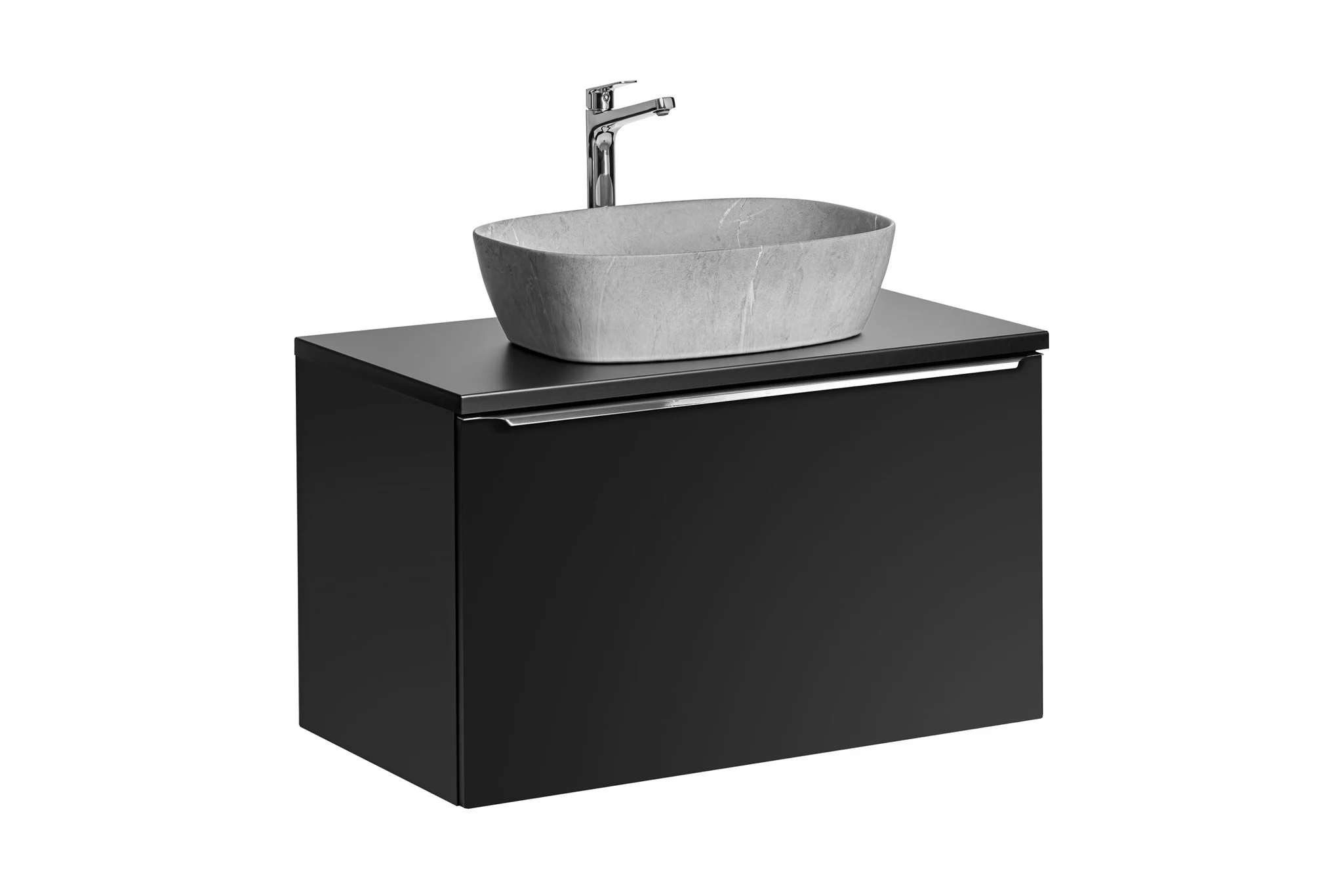 Waschtischunterschrank 80 cm AKAN Schwarz matt inkl. Waschtisch - Fun Moebel