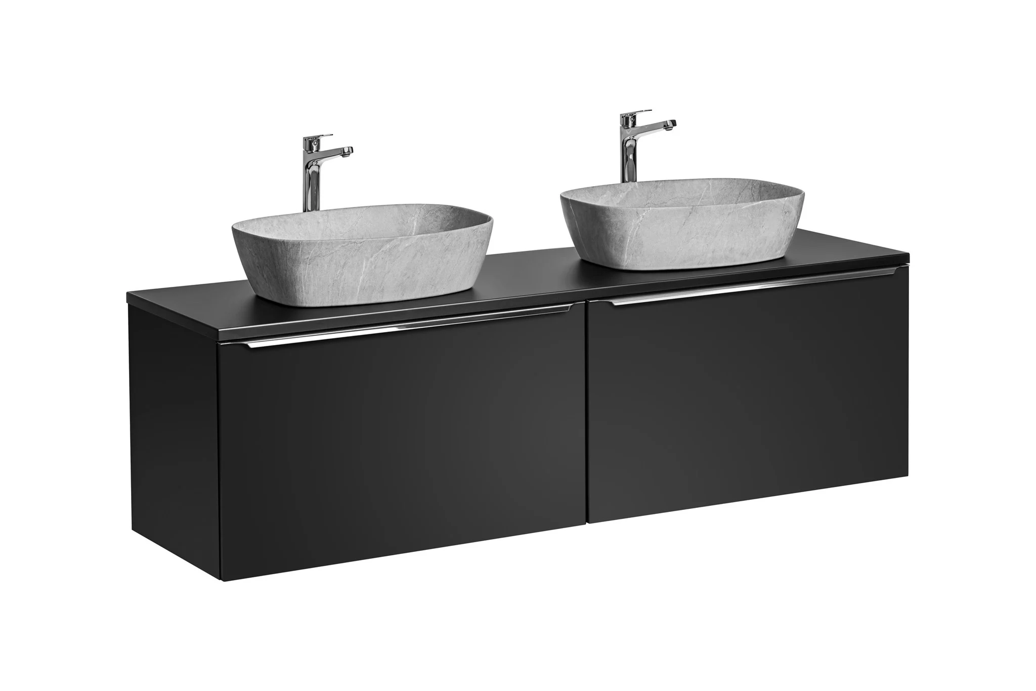 Waschtischunterschrank 4-tlg AKAN 160cm Schwarz matt Variante A inkl. Waschtisch