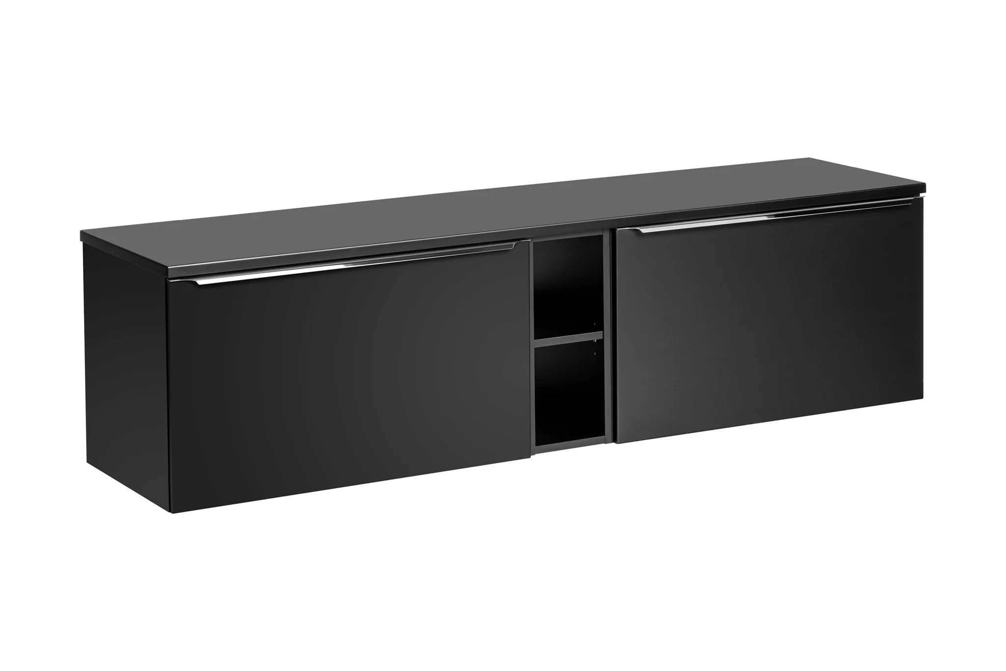 Waschtischunterschrank 3-tlg AKAN 180cm Schwarz matt ohne Waschtisch