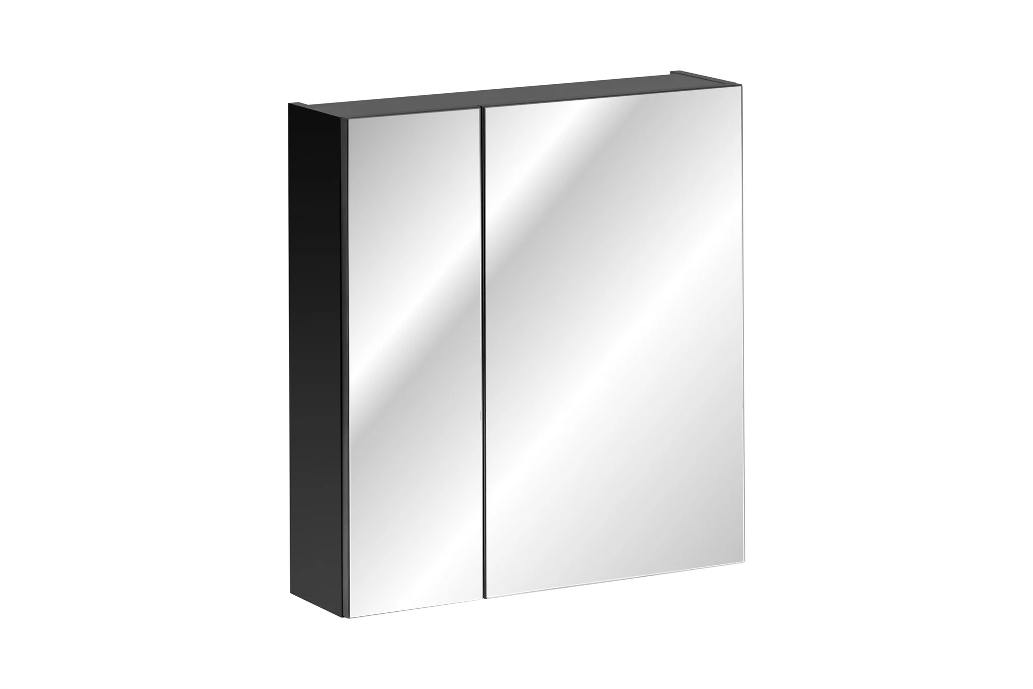 Badezimmer Spiegelschrank 60cm AKAN Schwarz matt inkl. LED - Fun Moebel