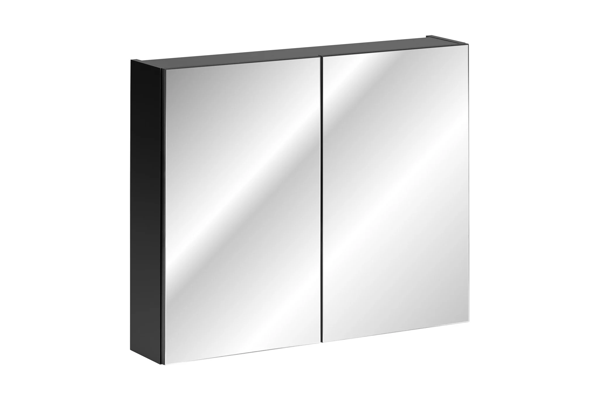 Badezimmer Spiegelschrank 80cm AKAN Schwarz matt inkl. LED - Fun Moebel