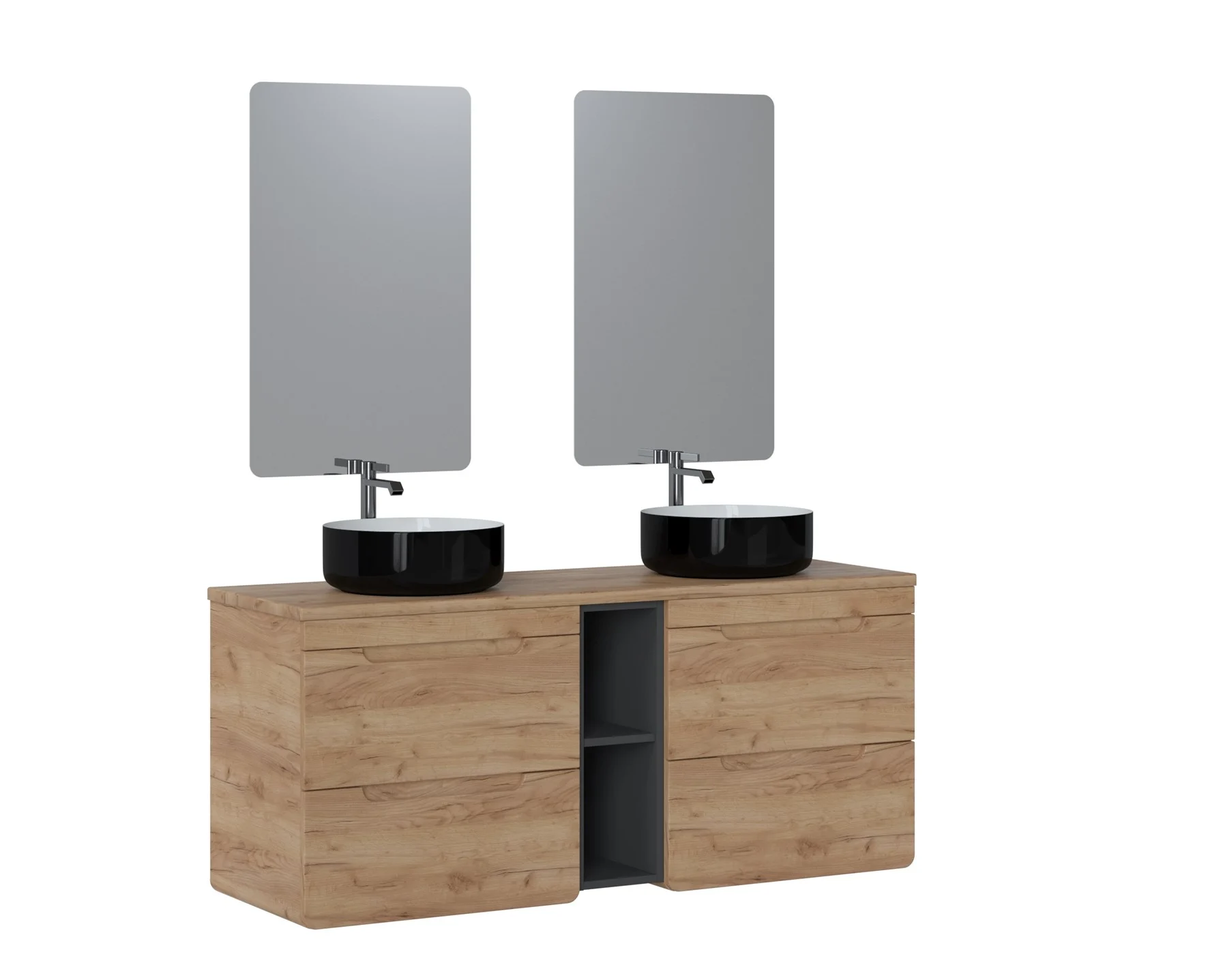 Badmöbel Set 5-tlg Badezimmerset FERMO 140cm Gold Eiche ohne Waschtisch