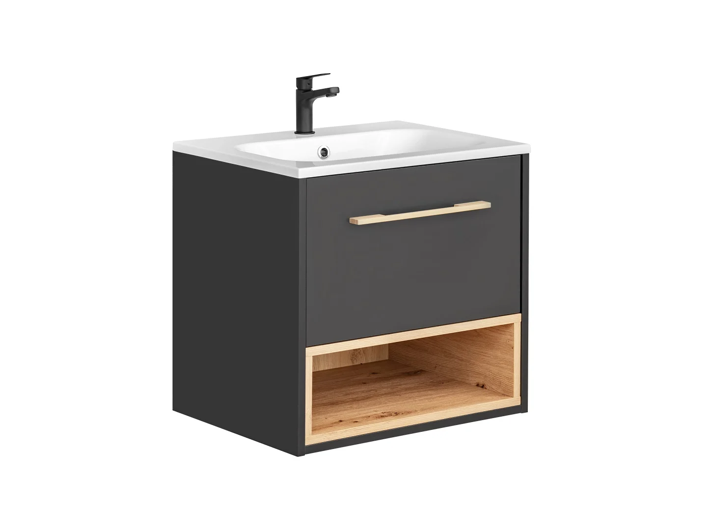 Waschbeckenunterschrank BURBON Graphit inkl.Waschtisch 60 cm - Fun Moebel