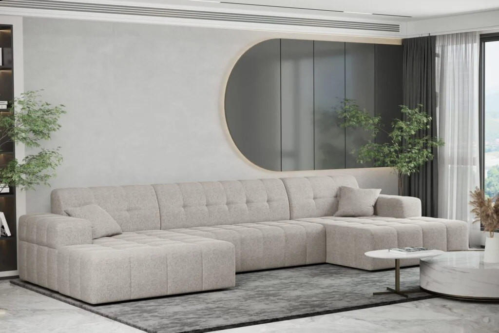 Ecksofa U-form Sofa U-form Wohnzimmer NIMES stilvol viele farben Stoff VERITA